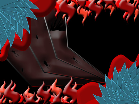 illustration of dragon skin flame backgroundのイラスト素材