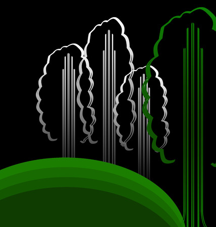 illustration of abstract forest black background のイラスト素材