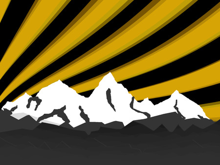 illustration high mountain with raysのイラスト素材