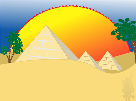 cartoon illustration egypt pyramids のイラスト素材