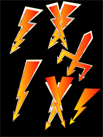set of abstract vector  illustration lighting boltsのイラスト素材