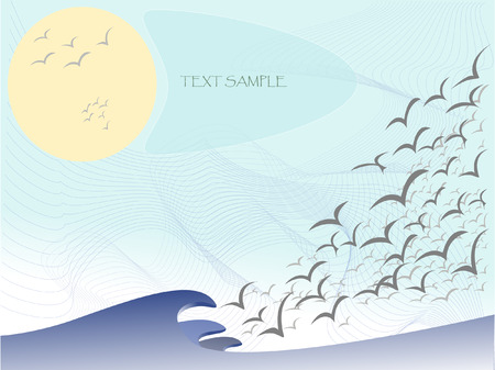 seagulls and oceanのイラスト素材