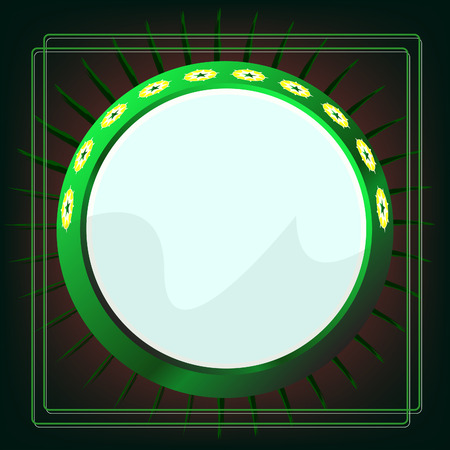 circle green retro frame のイラスト素材