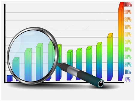 business chart and mignifying glassのイラスト素材