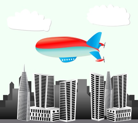 airship urban backgroundのイラスト素材