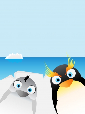 penguins in Antarctica のイラスト素材