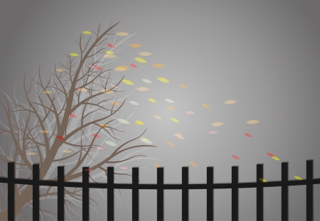 Autumn background with trees and falling leaves のイラスト素材