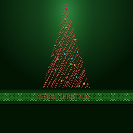Red tree of christmas  Green background のイラスト素材