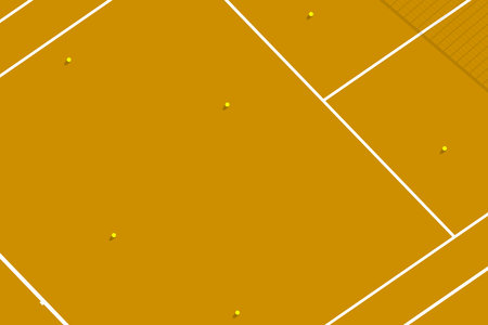 Tennis ball and clay court lines on blue background minimal abstract creative concept.のイラスト素材