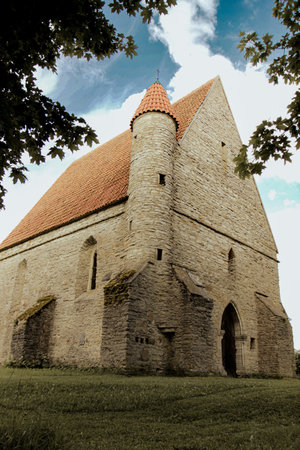 Small church. Stone church of Harjumaa, Estoniaの写真素材