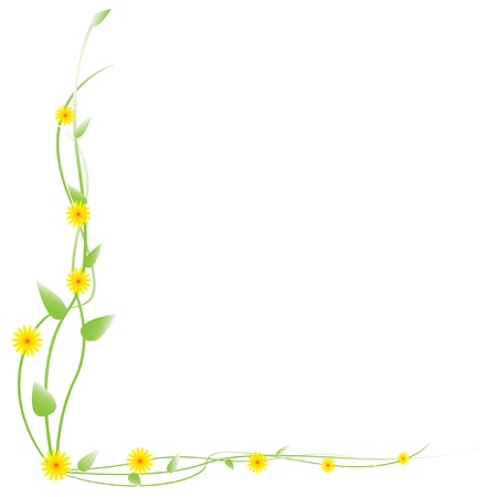 Flower decoration and yellow flowers on a white backgroundのイラスト素材