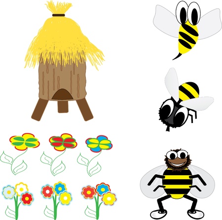Bees in the hive. Honey Familyのイラスト素材