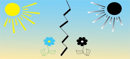 Flower and the sunのイラスト素材