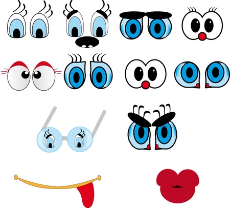Cartoon lips, eye setのイラスト素材