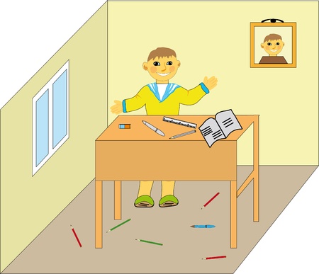 Boy, student in the roomのイラスト素材