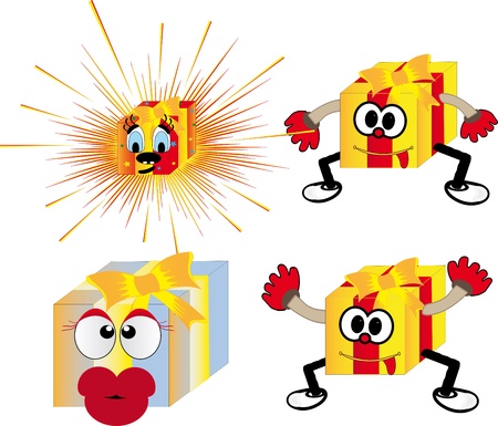 4 different gift boxes with ribbonのイラスト素材