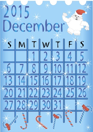 leaf calendar for 2015. December. vector, illustrationのイラスト素材
