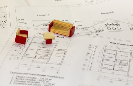 Architecture drawings and plans of the house, photo, isolatedの写真素材