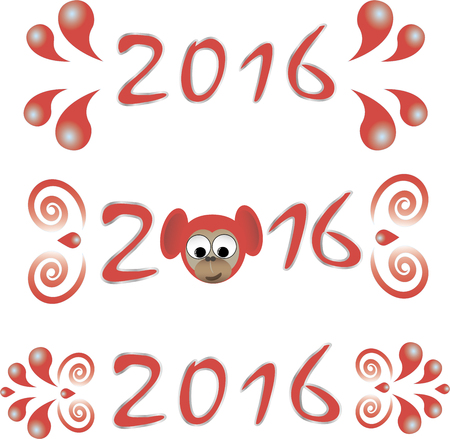 Happy new year 2016 Text Design, isolated, vectorのイラスト素材