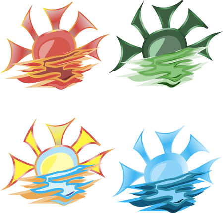 Set of Sun icons isolated on white backgroundのイラスト素材