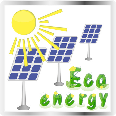 Set of flat design concepts - green energy. Solar panelsのイラスト素材