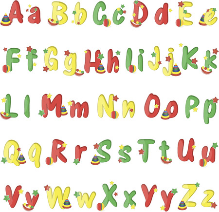 colorful English alphabet different colors on a white backgroundのイラスト素材
