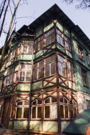 old wooden house in the forest. Russia, Kaliningrad Svetlogorskの写真素材