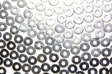 Metal washers on a white background. Foto