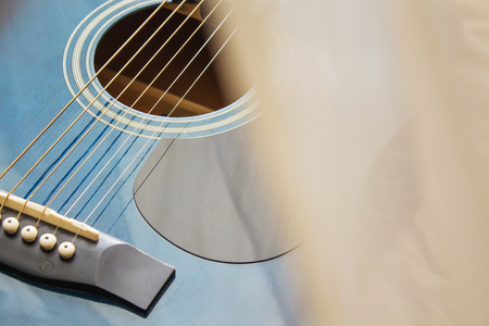 detail of classic guitar with shallow depth of fieldの写真素材