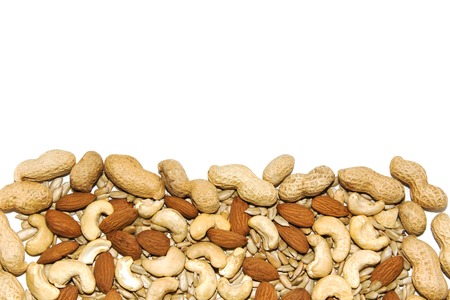 A healthy mix of nuts and dried cranberries.