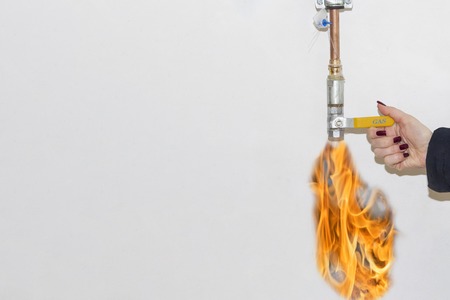 gas inlet to the house, gas tap, safety in the house.の写真素材