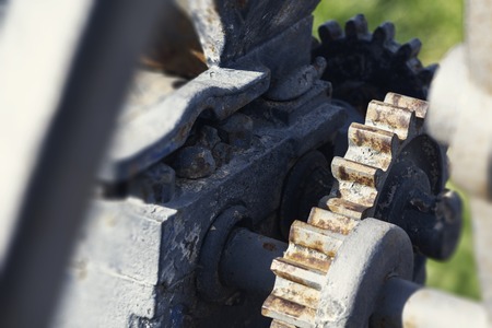 detail of old gears, close-up. sunny day