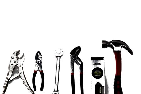 Close up tools on white background. isolated.の写真素材