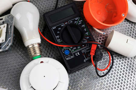 Installation of a new fire alarm system, smart home.の写真素材