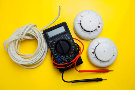 Installation of a new fire alarm system, smart home.の写真素材
