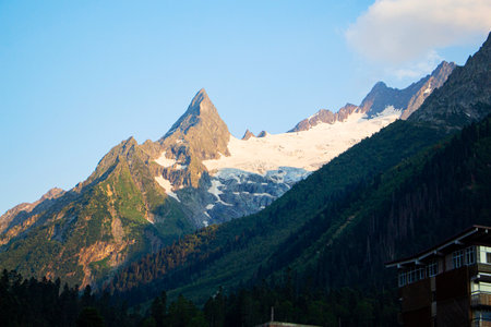 The Caucasus Mountains. Mountain peaks in summer.