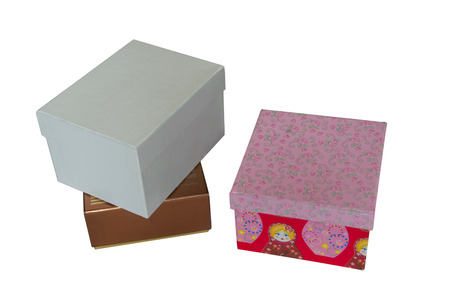 Three boxes of a different color and sizeの写真素材