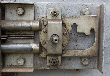 Detailed picture of a huge metal lockの写真素材