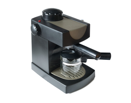 Small and empty black coffee machineの写真素材