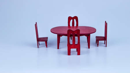 doll wooden mahogany furniture on a white background,の写真素材