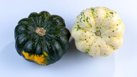 Small decorative pumpkins for Halloween on a white background, isolatedの写真素材
