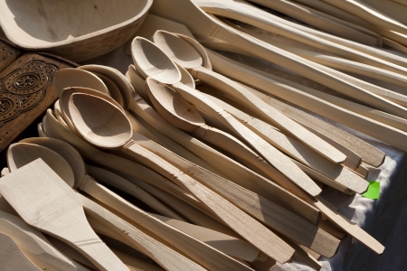 wooden spoons and spatulasの写真素材