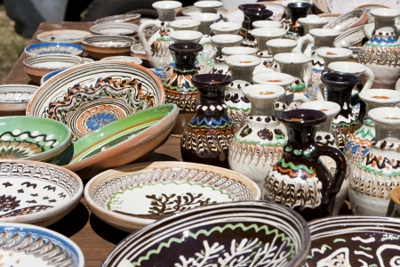 Ceramic plates and pitchersの写真素材