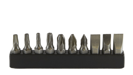 A set of screw tips an white