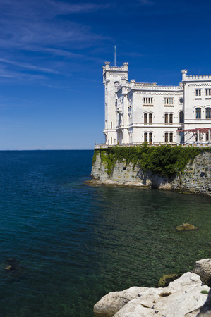 Miramare castle and sea sight from main entranceのeditorial素材