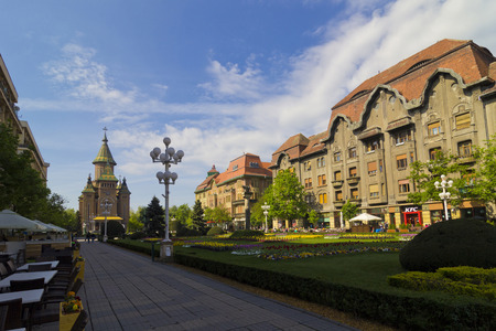 Timisoara square and churchのeditorial素材