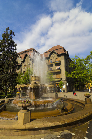 Timisoara Fish fountain in Victory Square Timisoaraのeditorial素材