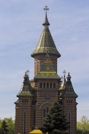 Timisoara Orthodox Cathedral, towers detailの写真素材
