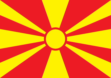 Sovereign state flag of country of Macedonia in official colors. Vector illustrationのイラスト素材