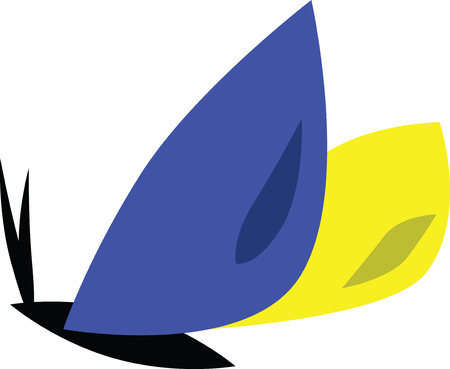 Beautiful violet and yellow butterfly isolated on white background, vectorのイラスト素材